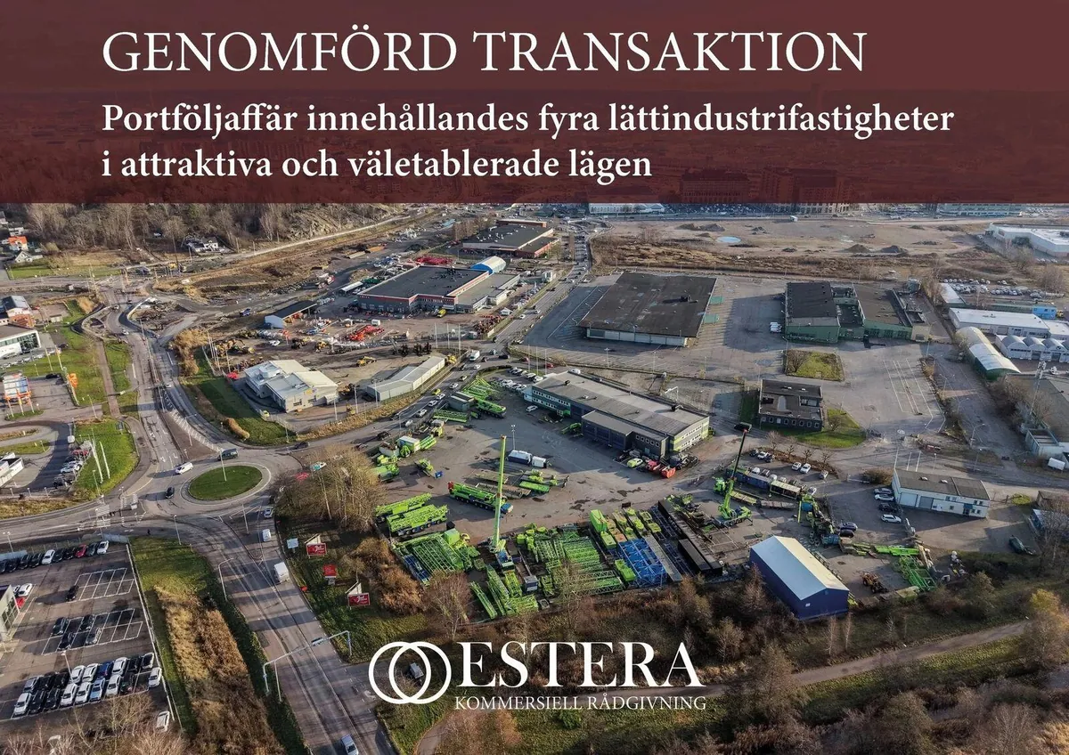 Estera Kommersiell Rådgivning förmedlar sin första officiella affär